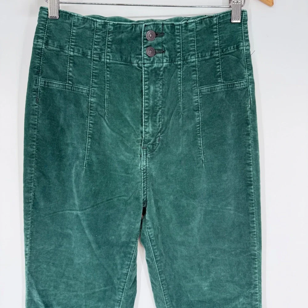 We The Free Jayde Cord Flare Jean Kelp Green Corduroy Pants Size 28 Boho